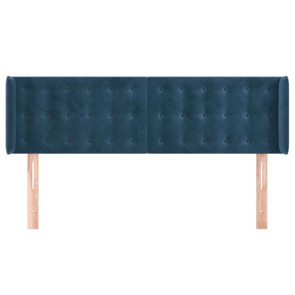 Testiera ad Orecchio Blu Scuro 147x16x78/88 cm in Velluto