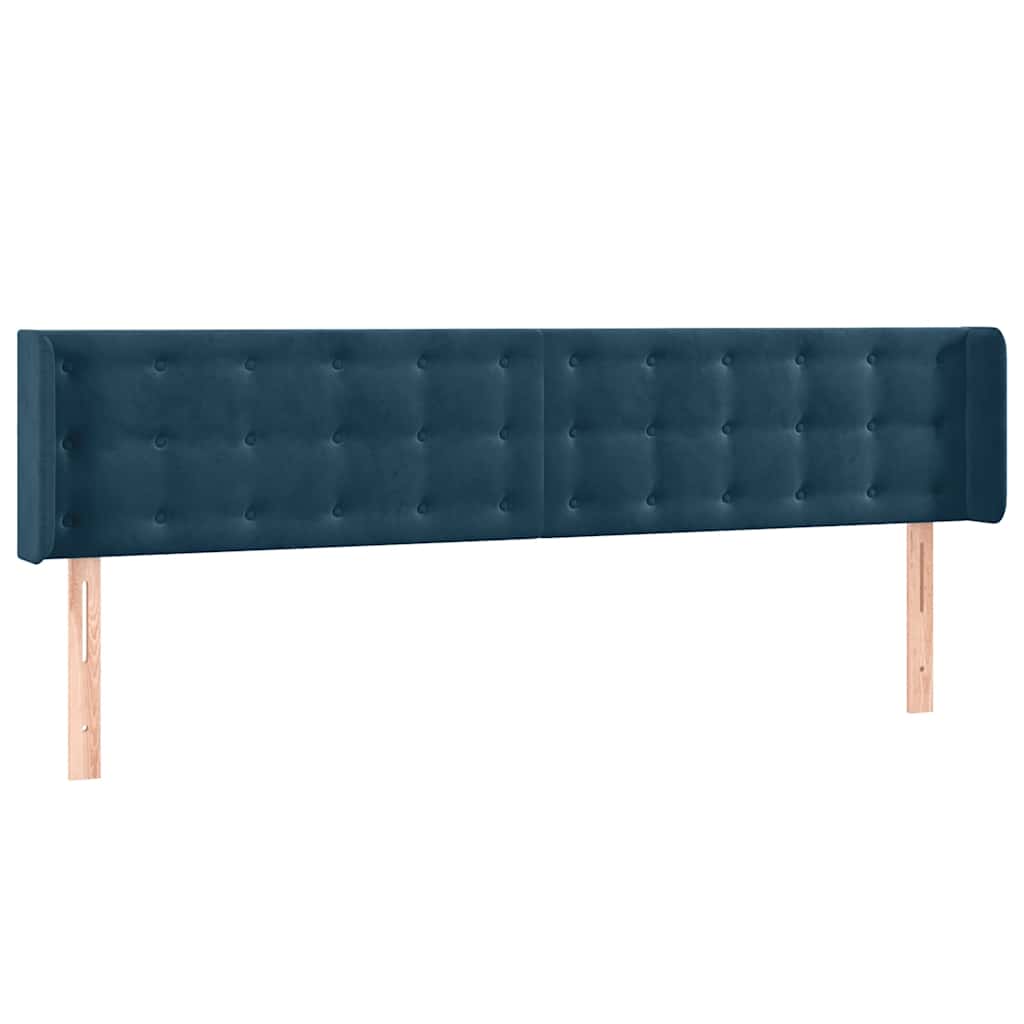 Testiera ad Orecchio Blu Scuro 163x16x78/88 cm in Velluto