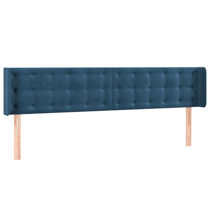 Testiera ad Orecchio Blu Scuro 163x16x78/88 cm in Velluto