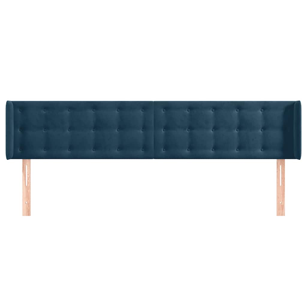 Testiera ad Orecchio Blu Scuro 163x16x78/88 cm in Velluto