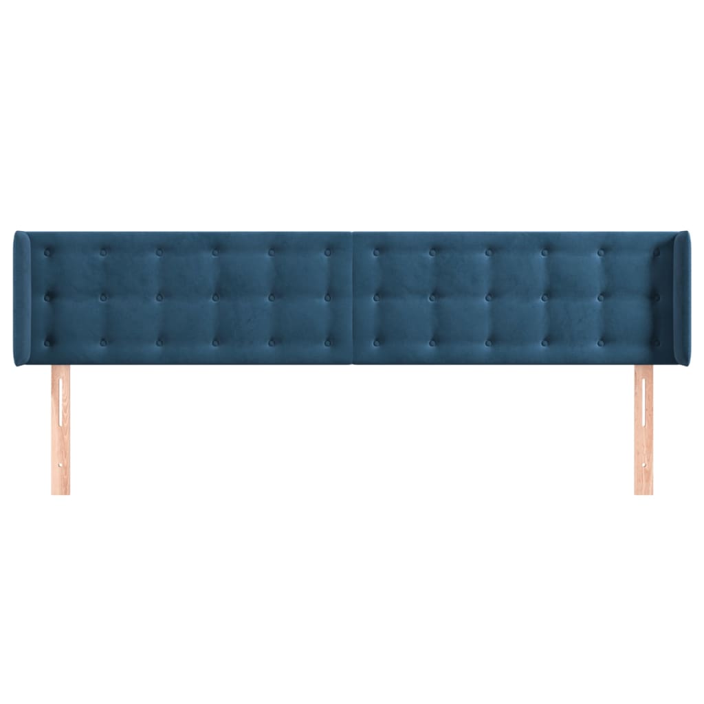 Testiera ad Orecchio Blu Scuro 163x16x78/88 cm in Velluto