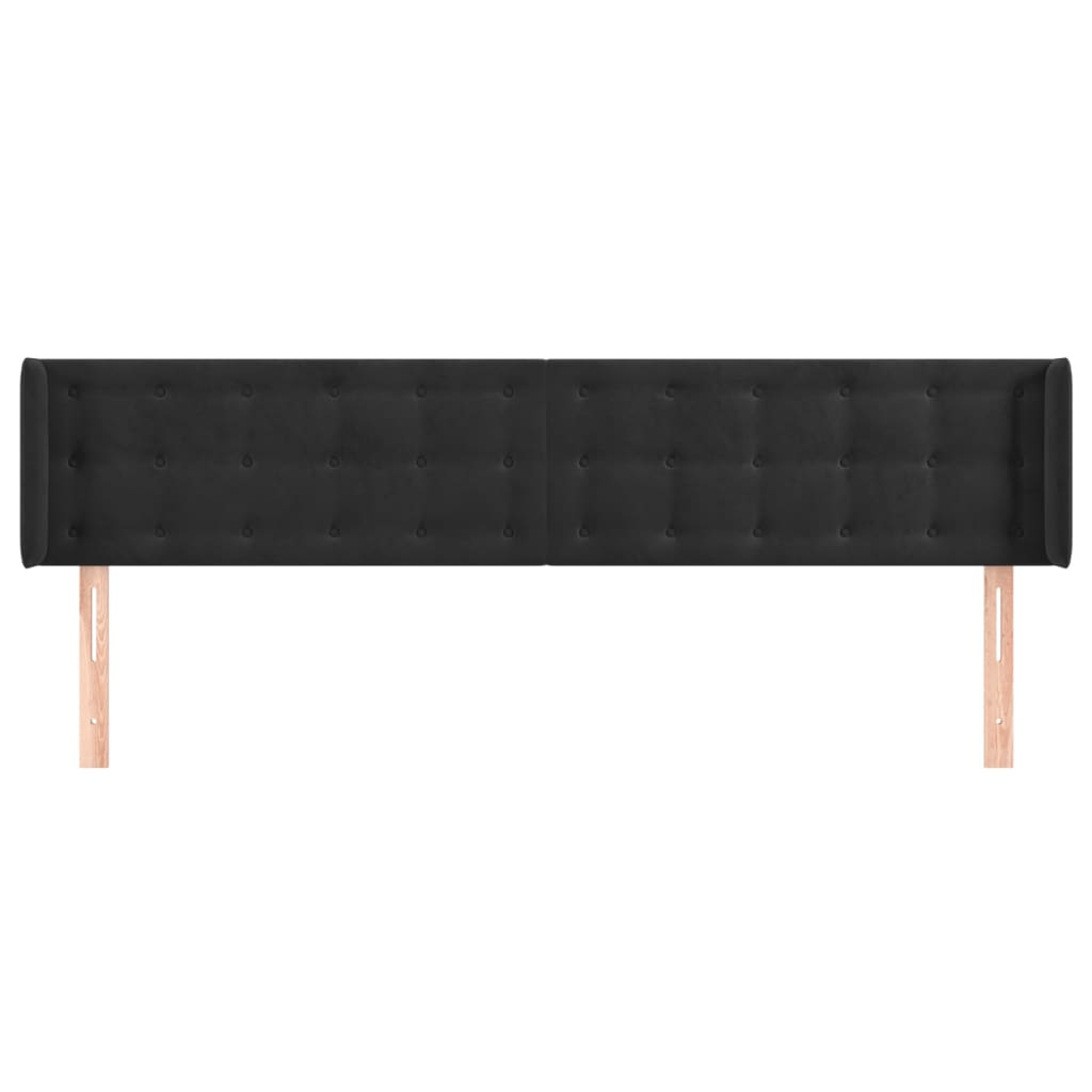 Testiera ad Orecchio Nera 183x16x78/88 cm in Velluto