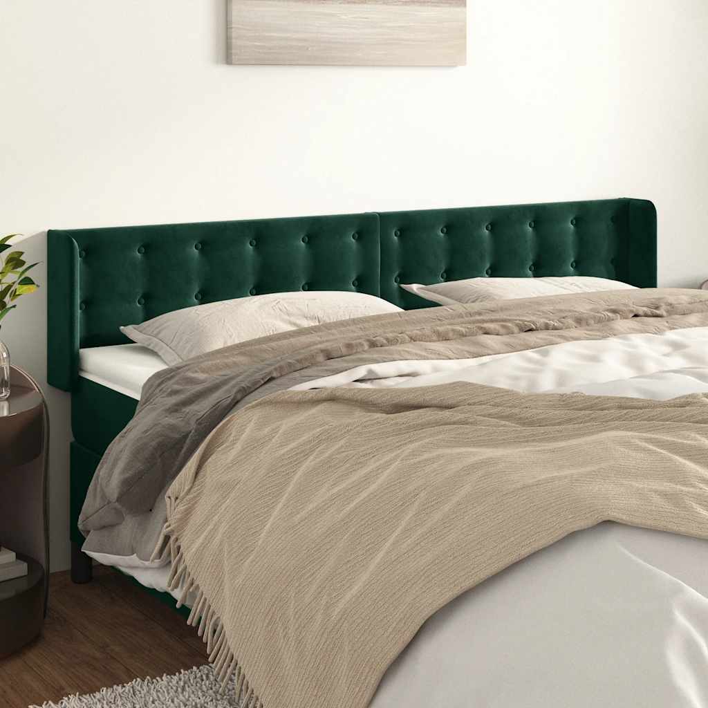 Testiera ad Orecchio Verde Scuro 183x16x78/88 cm in Velluto