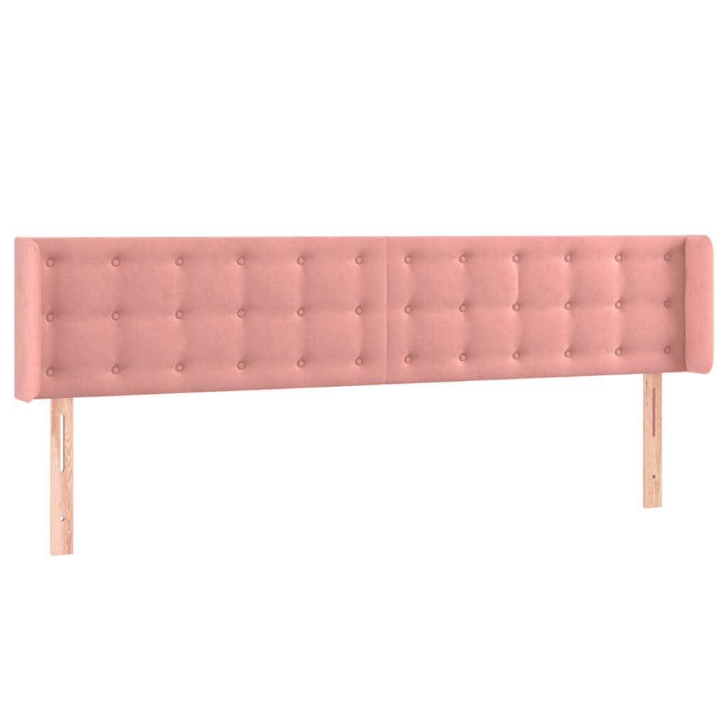 Testiera ad Orecchio Rosa 183x16x78/88 cm in Velluto