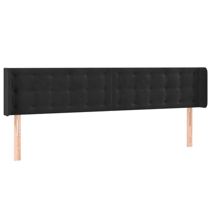 Testiera ad Orecchio Nera 203x16x78/88 cm in Velluto