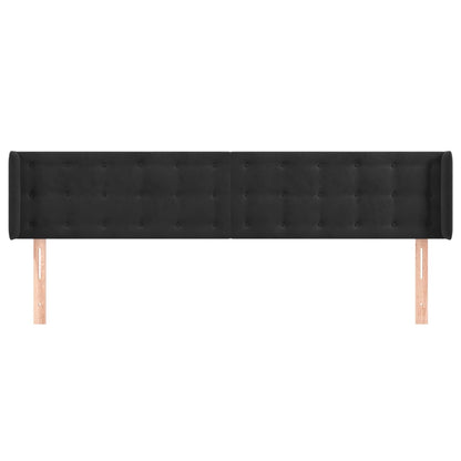 Testiera ad Orecchio Nera 203x16x78/88 cm in Velluto