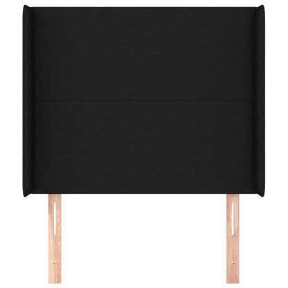 Testiera ad Orecchio Nera 83x16x118/128 cm in Tessuto