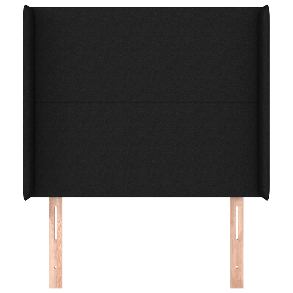 Testiera ad Orecchio Nera 93x16x118/128 cm in Tessuto