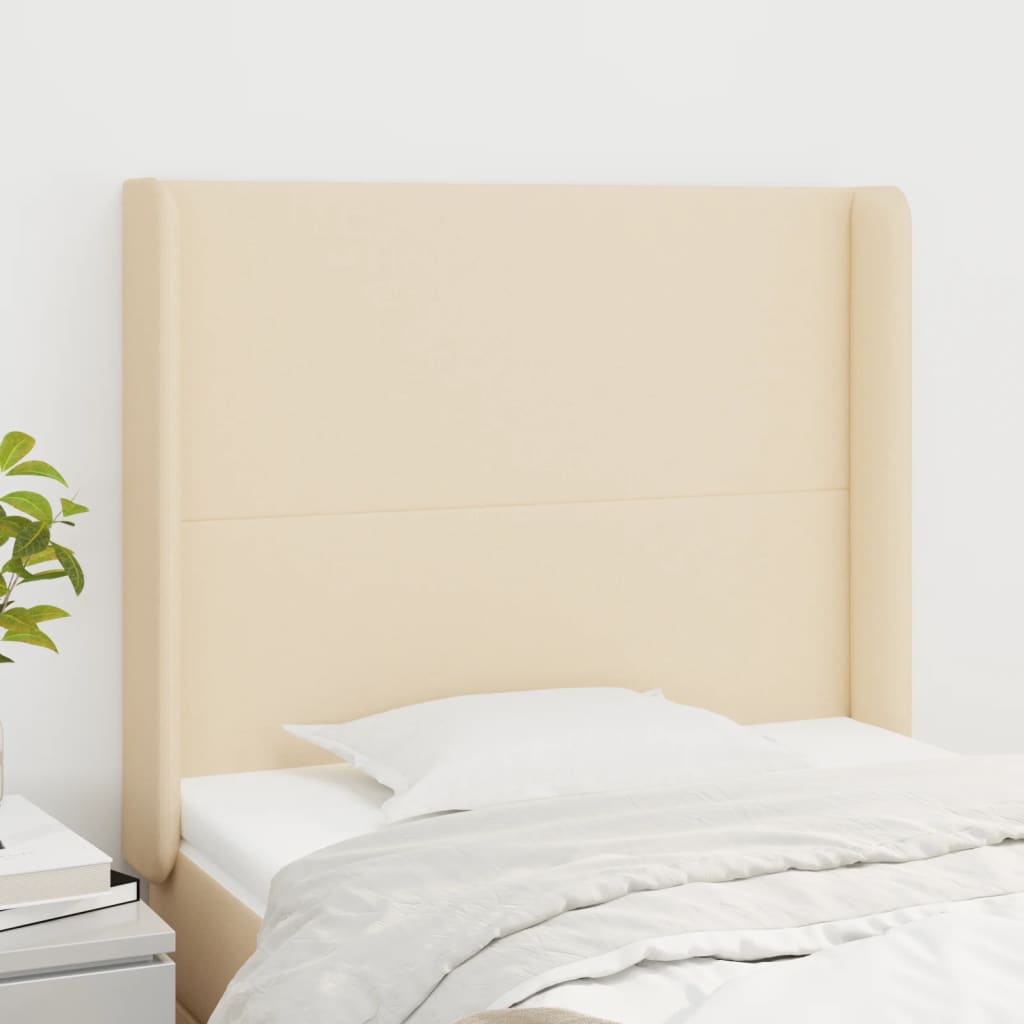 Testiera ad Orecchio Crema 93x16x118/128 cm in Tessuto