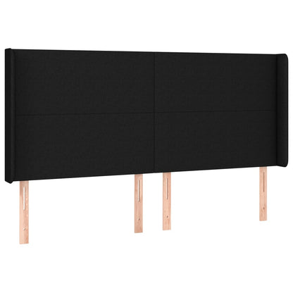 Testiera ad Orecchio Nera 203x16x118/128 cm in Tessuto