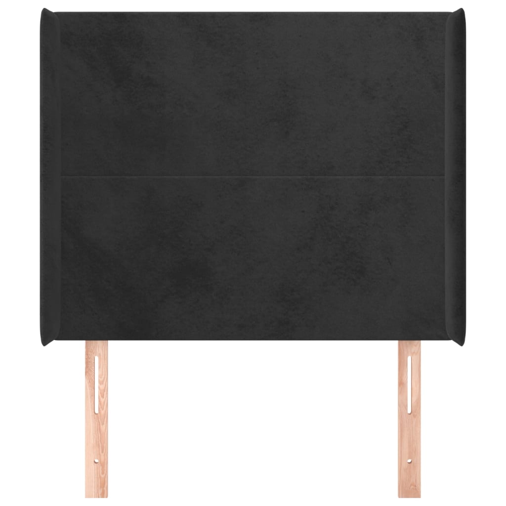 Testiera ad Orecchio Nera 83x16x118/128 cm in Velluto