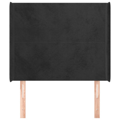 Testiera ad Orecchio Nera 83x16x118/128 cm in Velluto