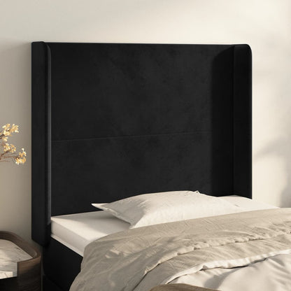 Testiera ad Orecchio Nera 83x16x118/128 cm in Velluto