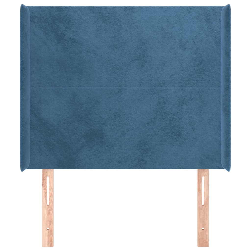 Testiera ad Orecchio Blu Scuro 83x16x118/128 cm in Velluto