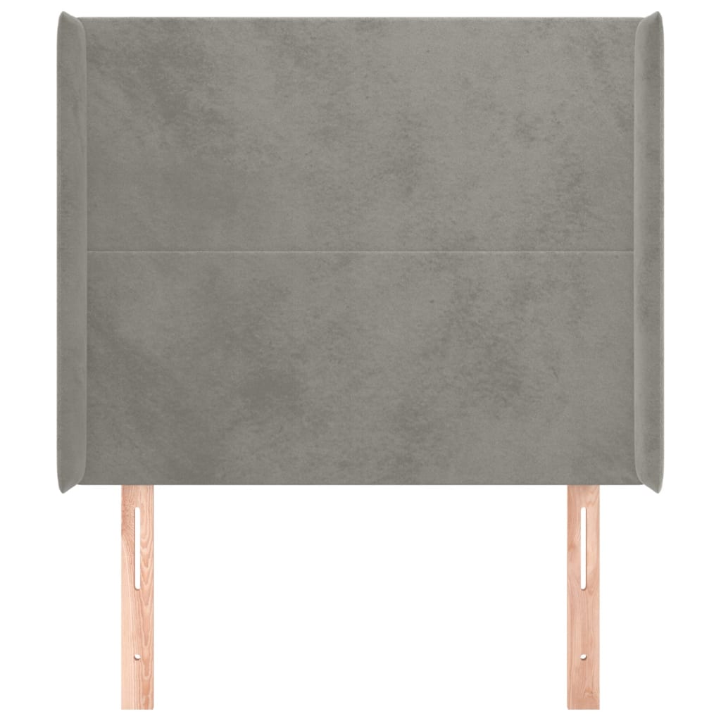 Testiera ad Orecchio Grigio Chiaro 103x16x118/128 cm in Velluto
