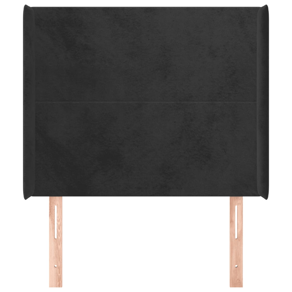 Testiera ad Orecchio Nera 103x16x118/128 cm in Velluto