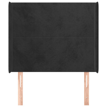 Testiera ad Orecchio Nera 103x16x118/128 cm in Velluto