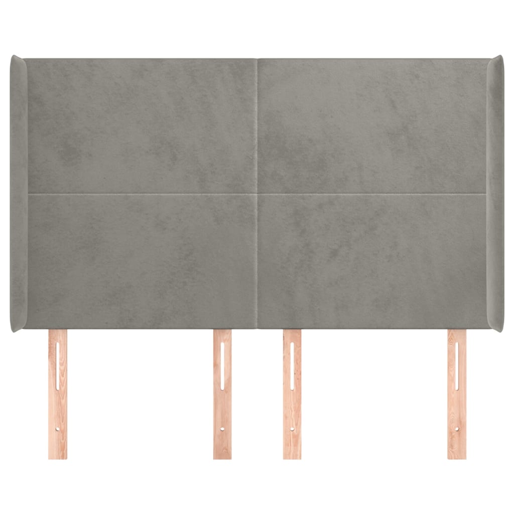 Testiera ad Orecchio Grigio Chiaro 147x16x118/128 cm in Velluto
