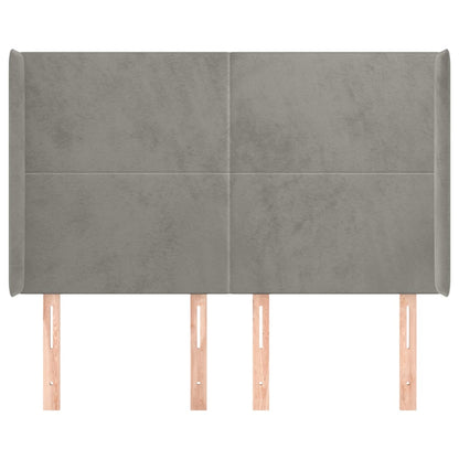Testiera ad Orecchio Grigio Chiaro 147x16x118/128 cm in Velluto
