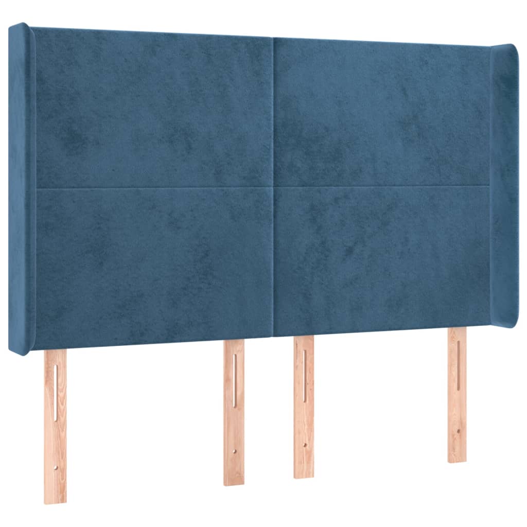Testiera ad Orecchio Blu Scuro 147x16x118/128 cm in Velluto