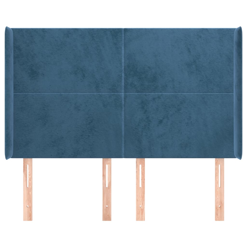 Testiera ad Orecchio Blu Scuro 147x16x118/128 cm in Velluto