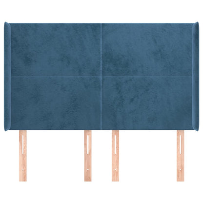 Testiera ad Orecchio Blu Scuro 147x16x118/128 cm in Velluto