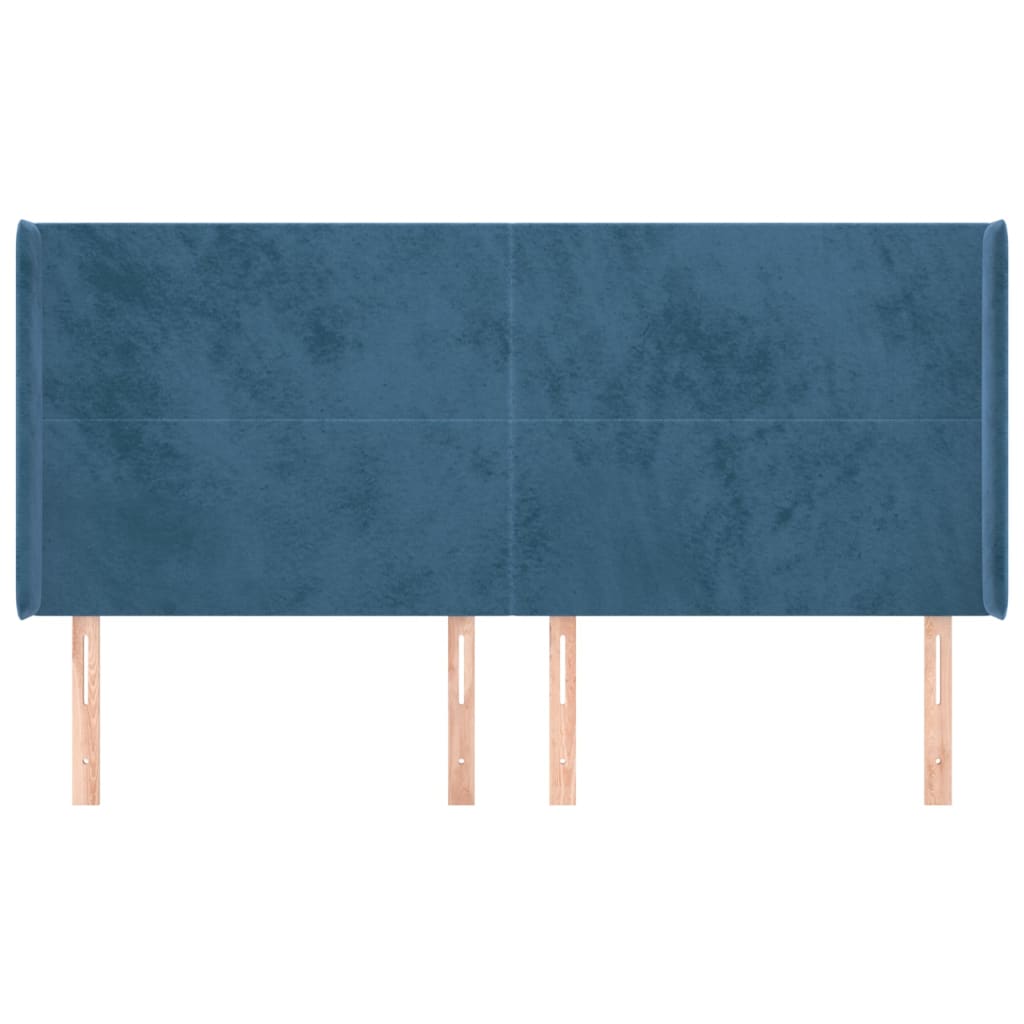 Testiera ad Orecchio Blu Scuro 163x16x118/128 cm in Velluto