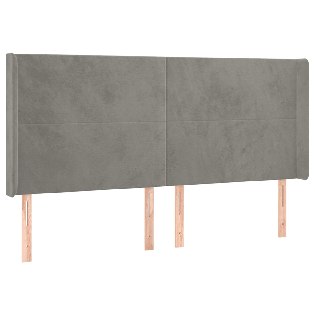 Testiera ad Orecchio Grigio Chiaro 183x16x118/128 cm in Velluto