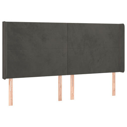 Testiera ad Orecchio GrigioScuro 183x16x118/128 cm in Velluto