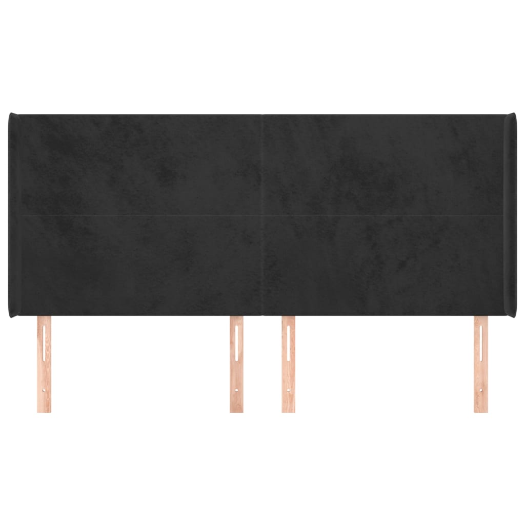 Testiera ad Orecchio Nera 183x16x118/128 cm in Velluto