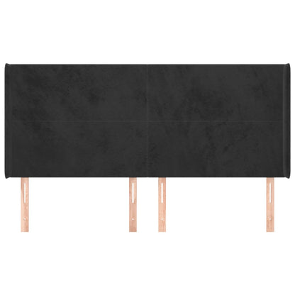 Testiera ad Orecchio Nera 183x16x118/128 cm in Velluto
