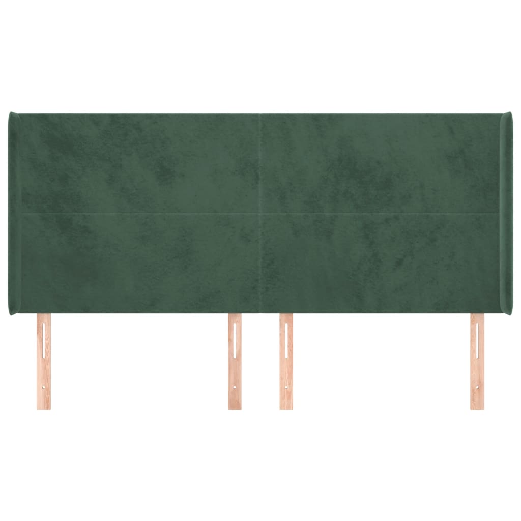 Testiera ad Orecchio Verde Scuro 183x16x118/128 cm in Velluto