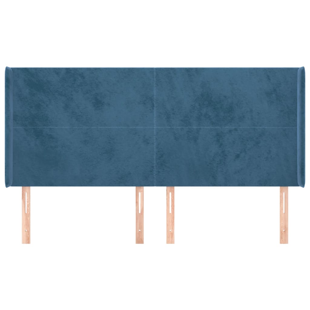 Testiera ad Orecchio Blu Scuro 183x16x118/128 cm in Velluto