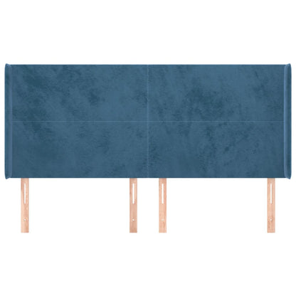 Testiera ad Orecchio Blu Scuro 183x16x118/128 cm in Velluto