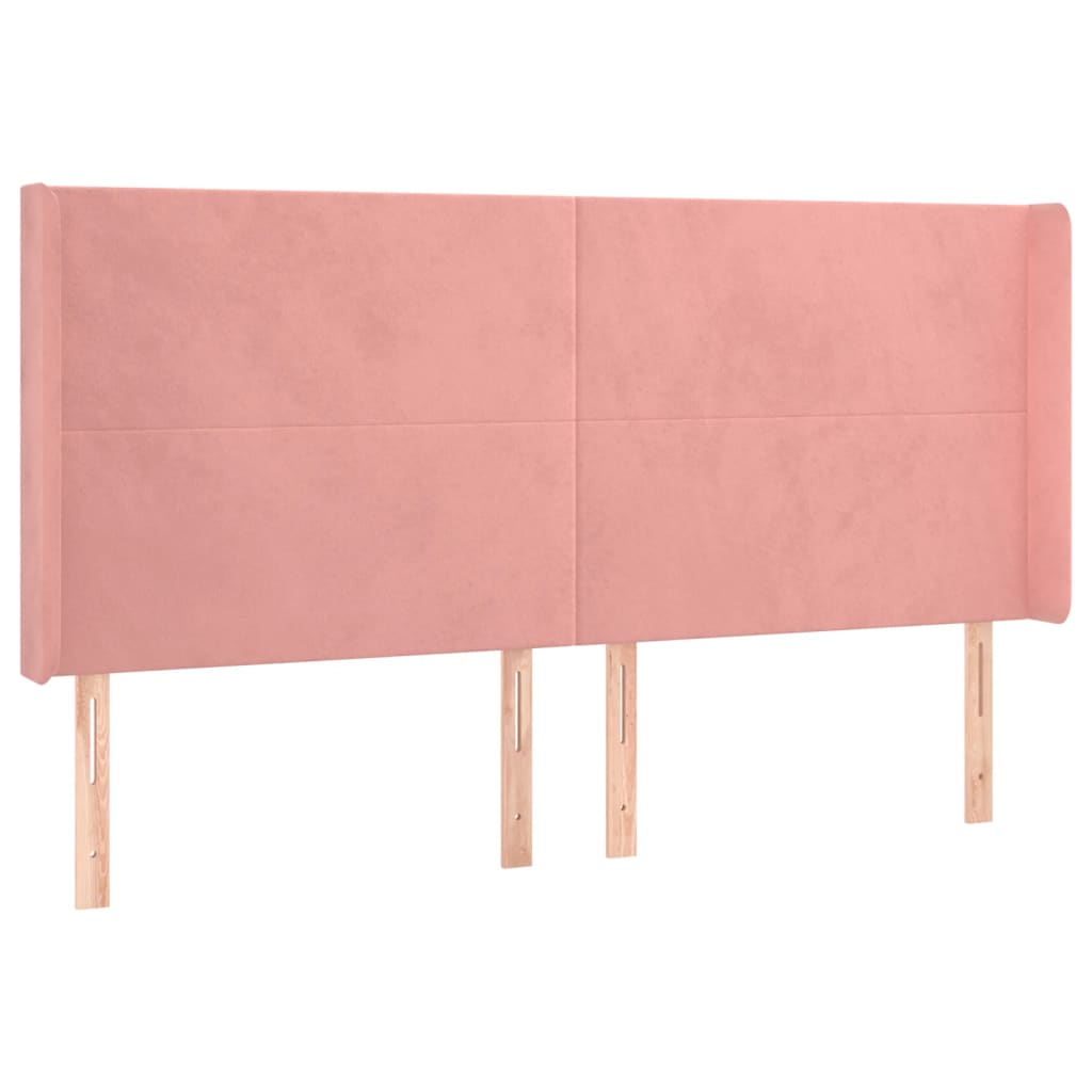 Testiera ad Orecchio Rosa 183x16x118/128 cm in Velluto
