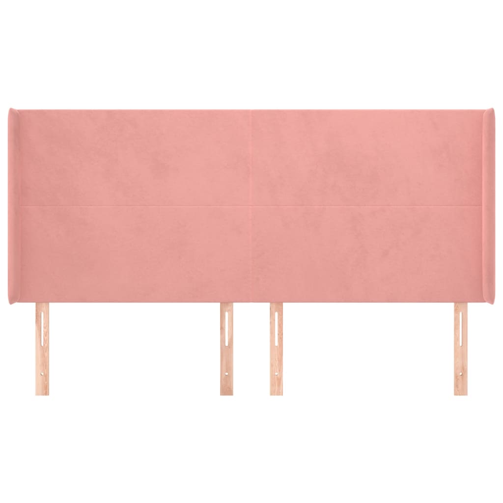 Testiera ad Orecchio Rosa 183x16x118/128 cm in Velluto