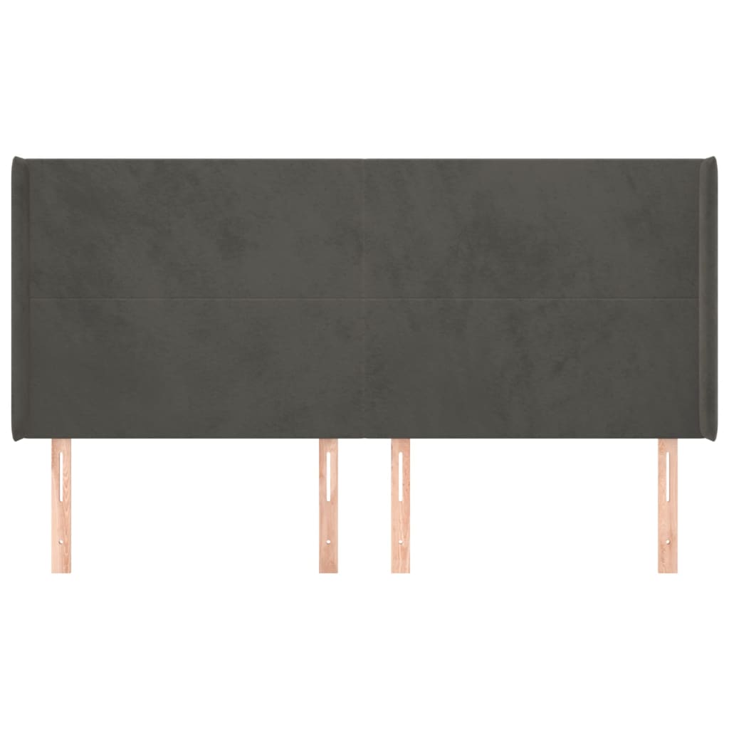 Testiera ad Orecchio GrigioScuro 203x16x118/128cm in Velluto