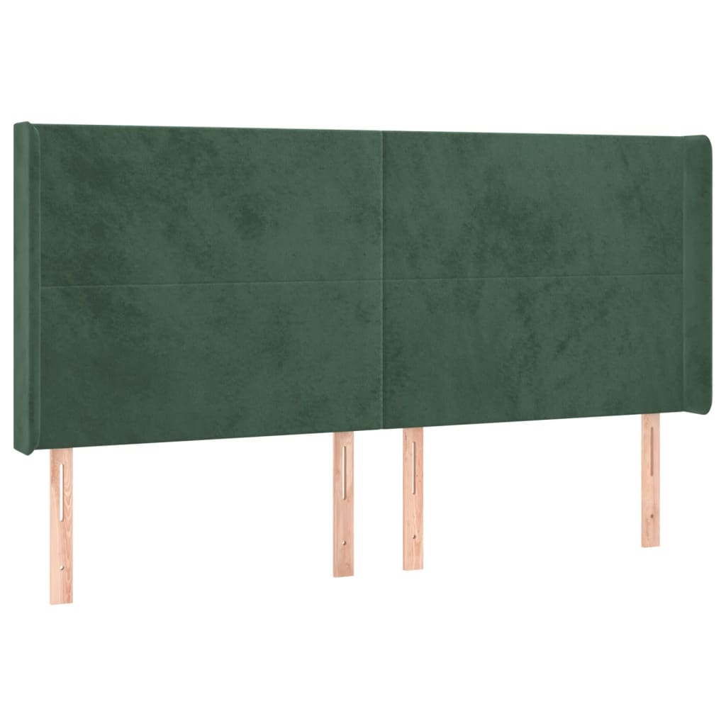 Testiera ad Orecchio Verde Scuro 203x16x118/128 cm in Velluto