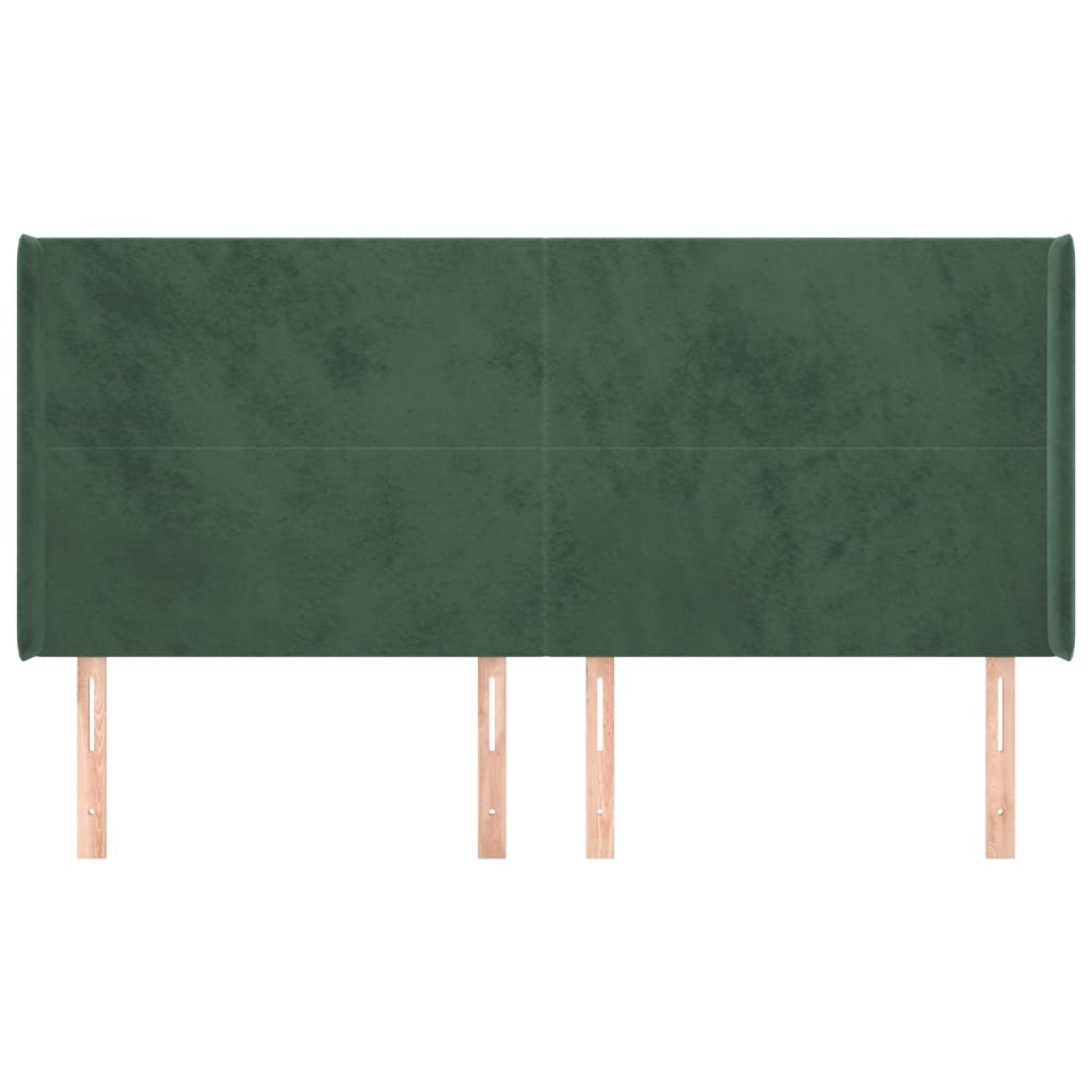 Testiera ad Orecchio Verde Scuro 203x16x118/128 cm in Velluto