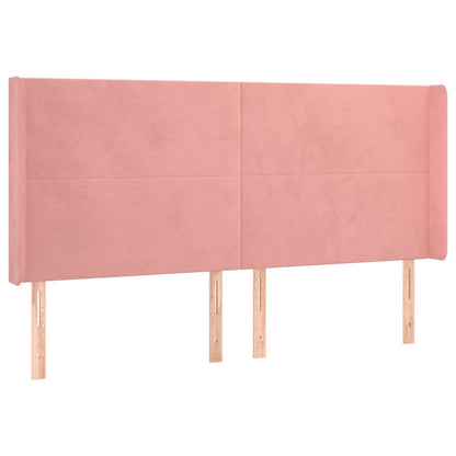Testiera ad Orecchio Rosa 203x16x118/128 cm in Velluto