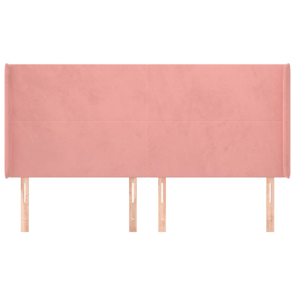 Testiera ad Orecchio Rosa 203x16x118/128 cm in Velluto