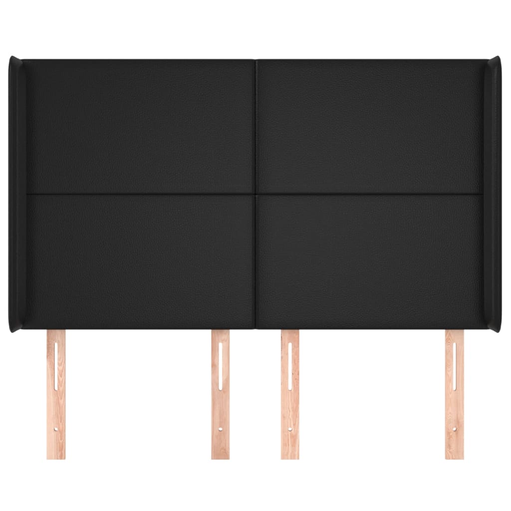 Testiera ad Orecchio Nera 147x16x118/128 cm in Similpelle