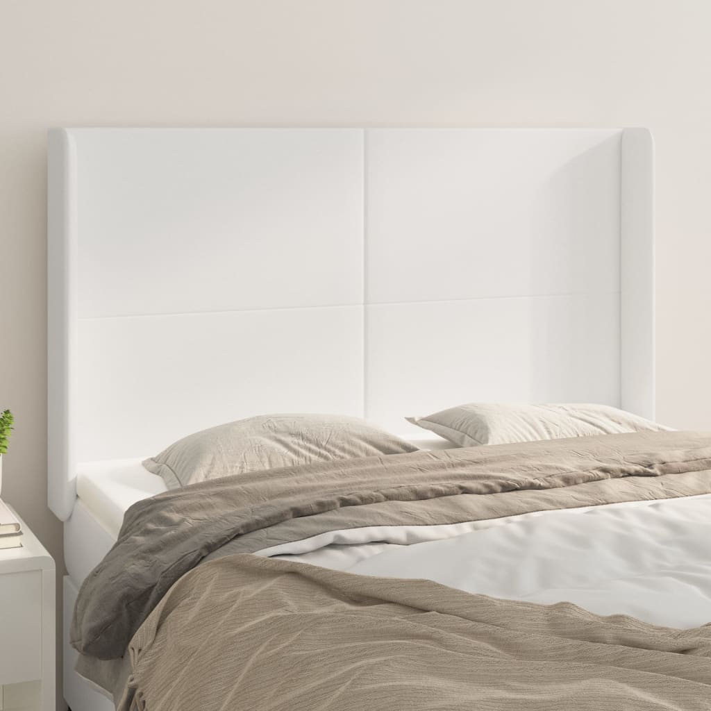 Testiera ad Orecchio Bianco 147x16x118/128 cm in Similpelle