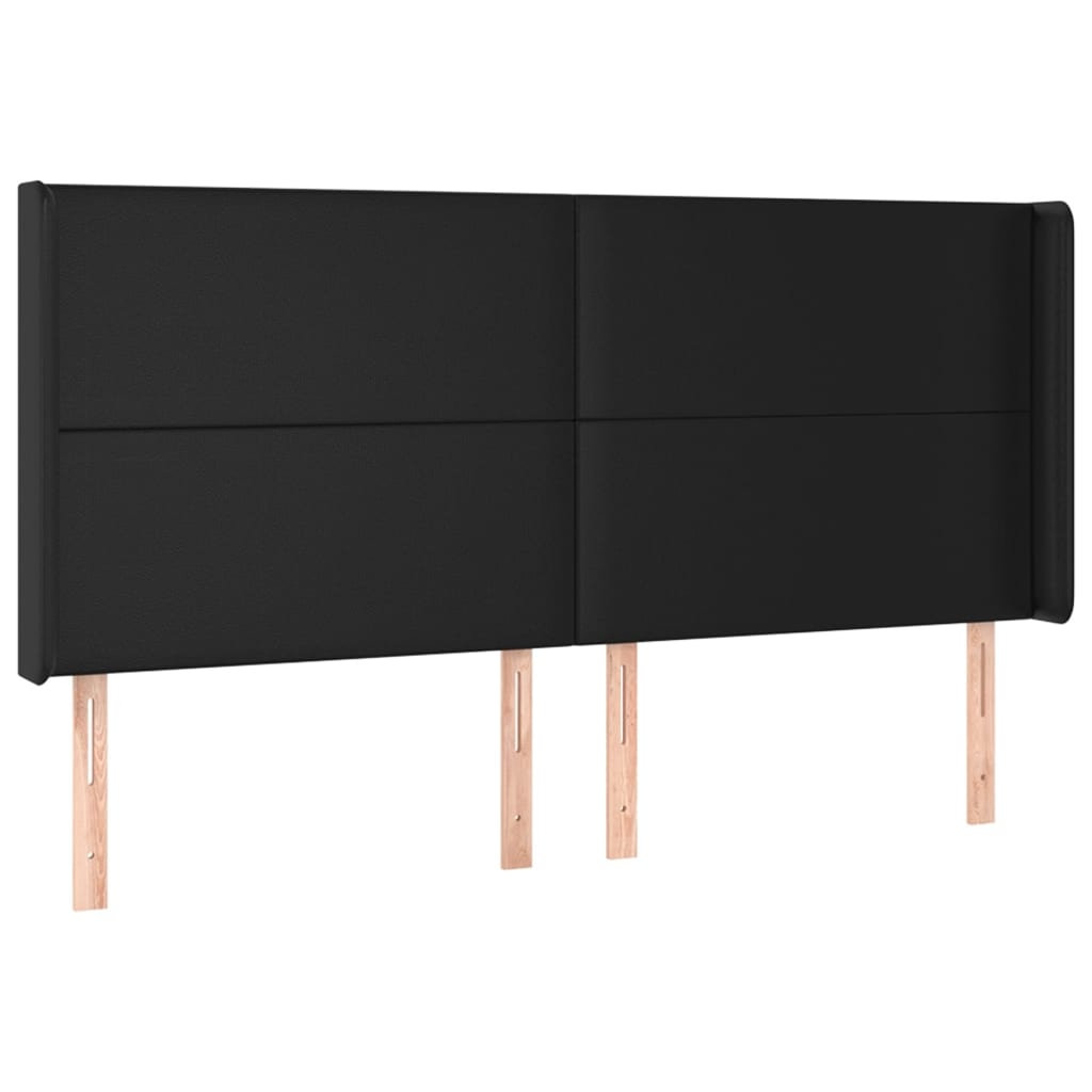 Testiera ad Orecchio Nera 163x16x118/128 cm in Similpelle