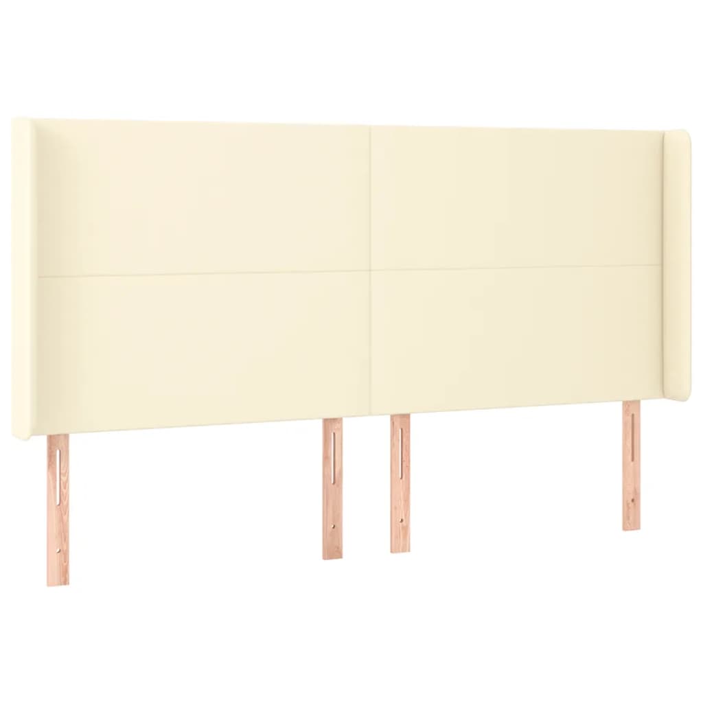 Testiera ad Orecchio Crema 163x16x118/128 cm in Similpelle
