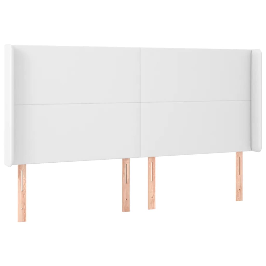 Testiera ad Orecchio Bianco 183x16x118/128 cm in Similpelle