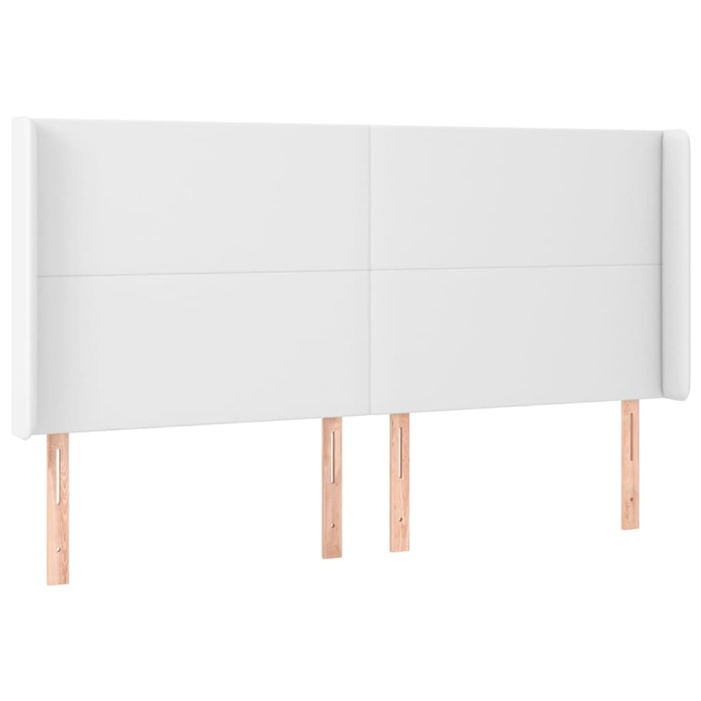 Testiera ad Orecchio Bianco 203x16x118/128 cm in Similpelle
