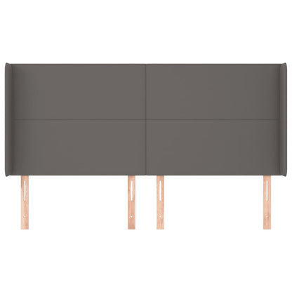 Testiera ad Orecchio Grigio 203x16x118/128 cm in Similpelle