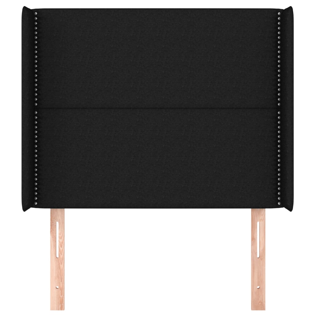 Testiera ad Orecchio Nera 93x16x118/128 cm in Tessuto