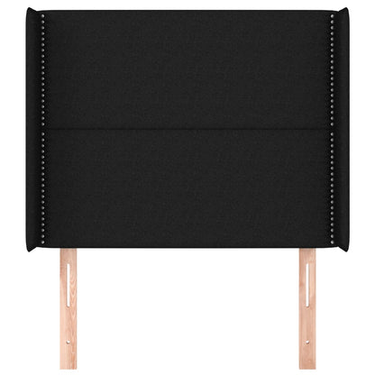 Testiera ad Orecchio Nera 93x16x118/128 cm in Tessuto